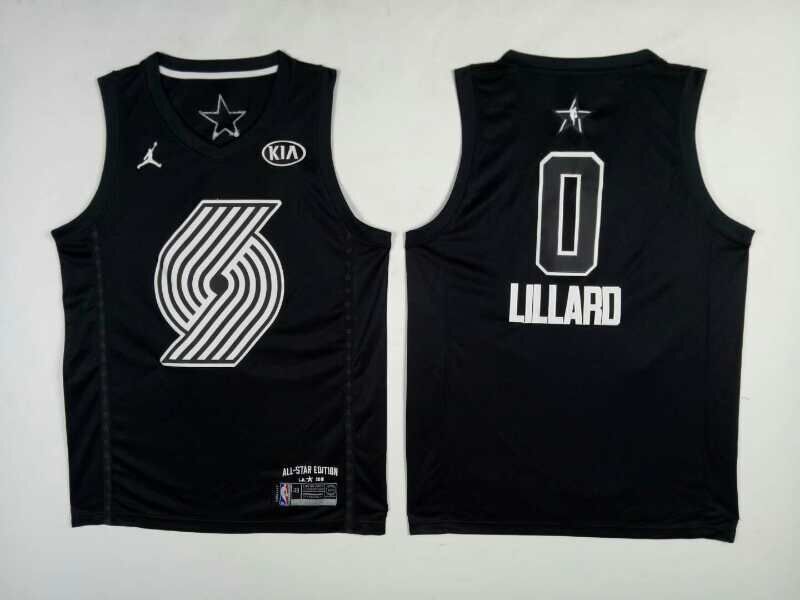 Men Portland Trail Blazers #0 Lillard Black 2108 All Stars NBA Jerseys